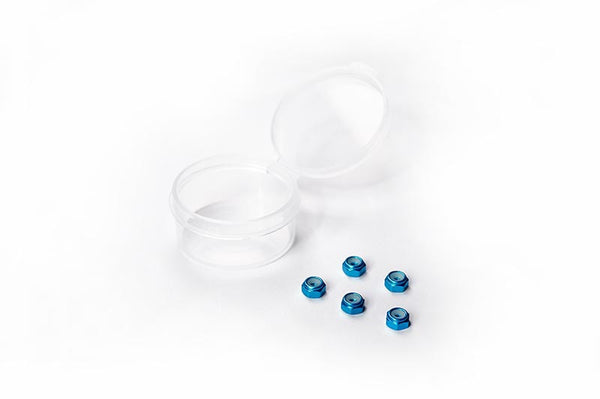 Koswork M2 Aluminum Nylon Lock Nuts Mini-Z Blue (w/container) (5)