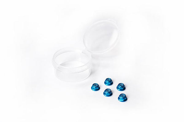 Koswork M2 Aluminum Flanged Nylon Lock Nuts Mini-Z Blue (w/container) (5)