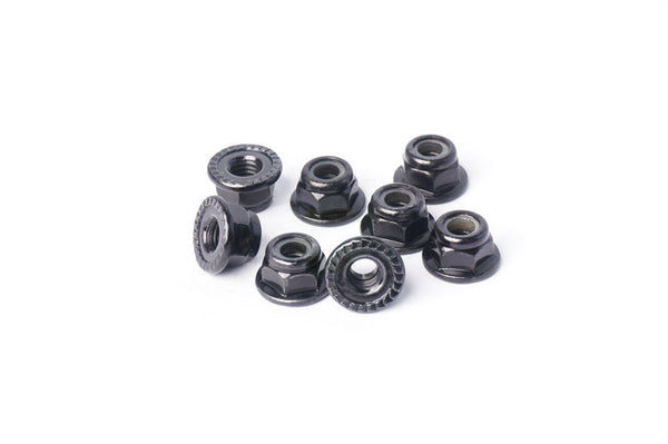 Koswork M4 Steel Serrated Flanged Nylon Lock Nuts Black (w/container) (8)