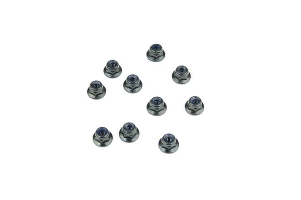 Tekno M3 Locknuts (flanged, black, 10pcs) w/o header card