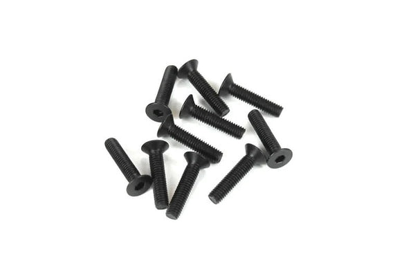 Tekno M3x14mm Flat Head Screws (black, 10pcs) w/o header card