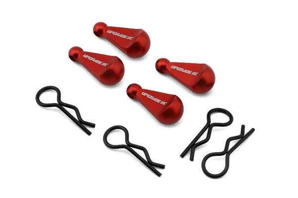 UpGrade RC 1/10 Body Clips with Aluminum Pull Handles (Red)(Black) (4)