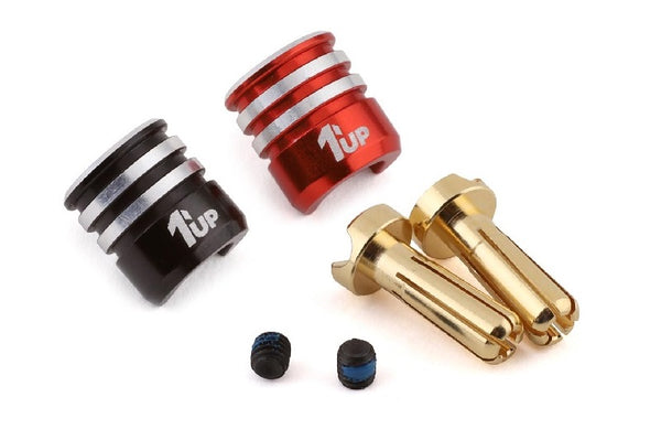 1UP Racing Heatsink Bullet Plug Grips w/4mm Bullets (Black/Red)