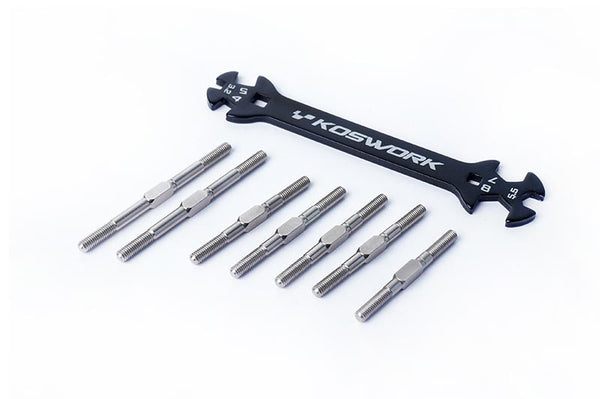 Koswork Steel Heavy Duty Turnbuckle Set (7pcs, w/wrench) Kyosho Mid/Turbo/Optima/Javelin/Ultima