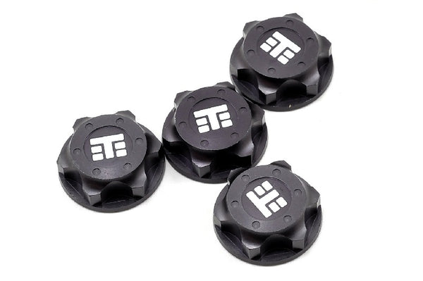 Tekno RC 17mm Aluminum "T Logo" Covered Serrated Wheel Nut (Gun Metal) (4)  DG